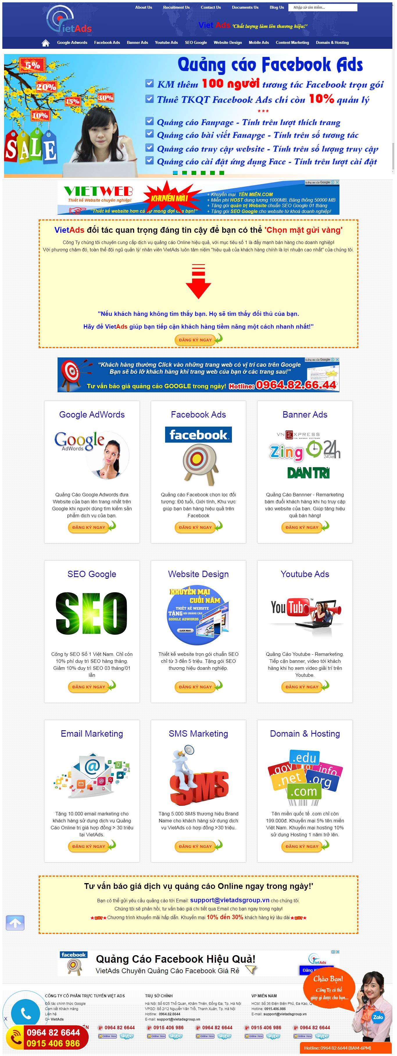 Thiết kế Web mới vietads.vn